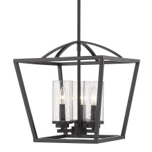 Golden 4309-3P BLK-BLK-SD - Golden Lighting Mercer 3-light Pendant in Matte Black